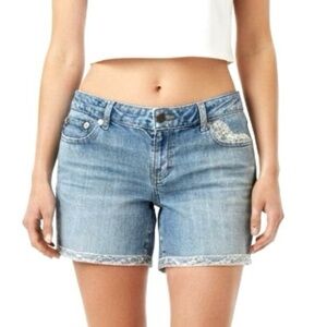 Vintage Y2K Denim Jean Shorts Lace Patch Detail 31